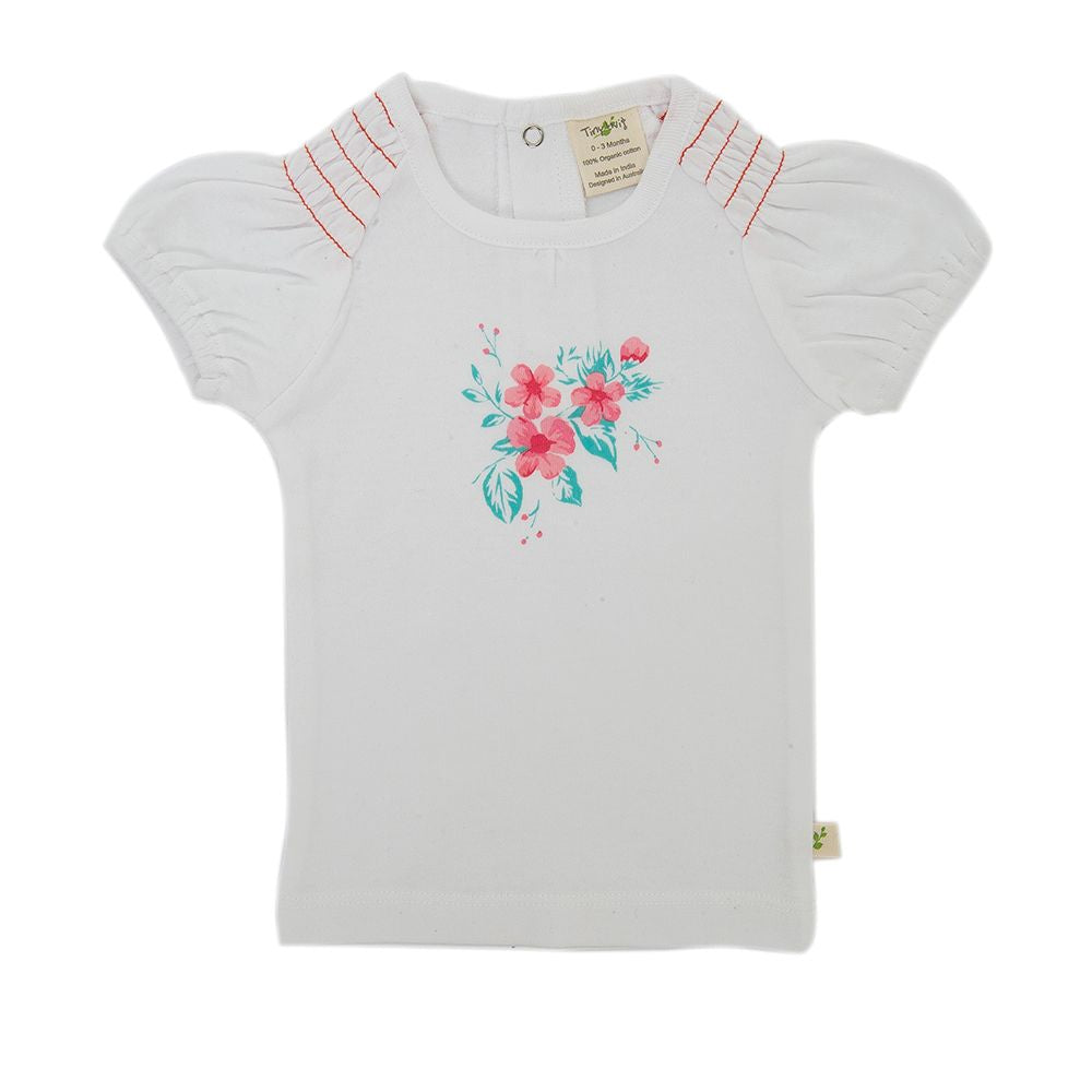 Tiny Twig Organic Smocked Tee - White