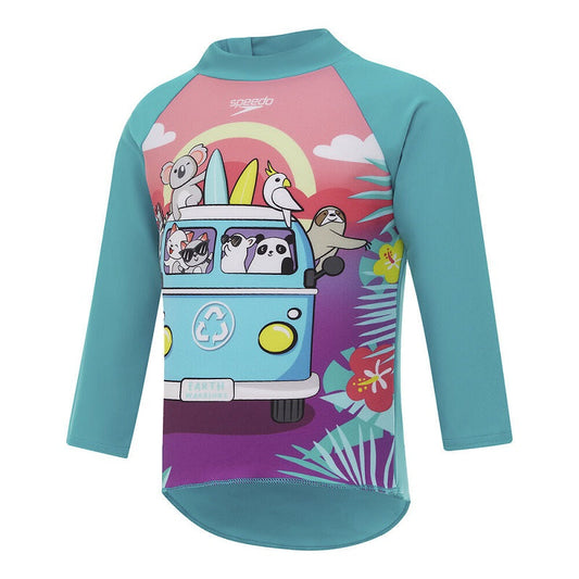 Speedo Toddler Girls Kombi Long Sleeve Rashtop - Aquarium Green/Multi