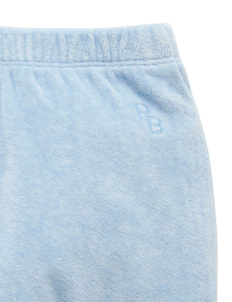 Purebaby Velour Softy Pant - Soft Blue Melange