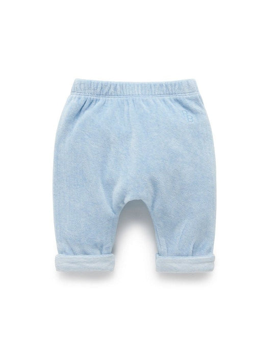 Purebaby Velour Softy Pant - Soft Blue Melange