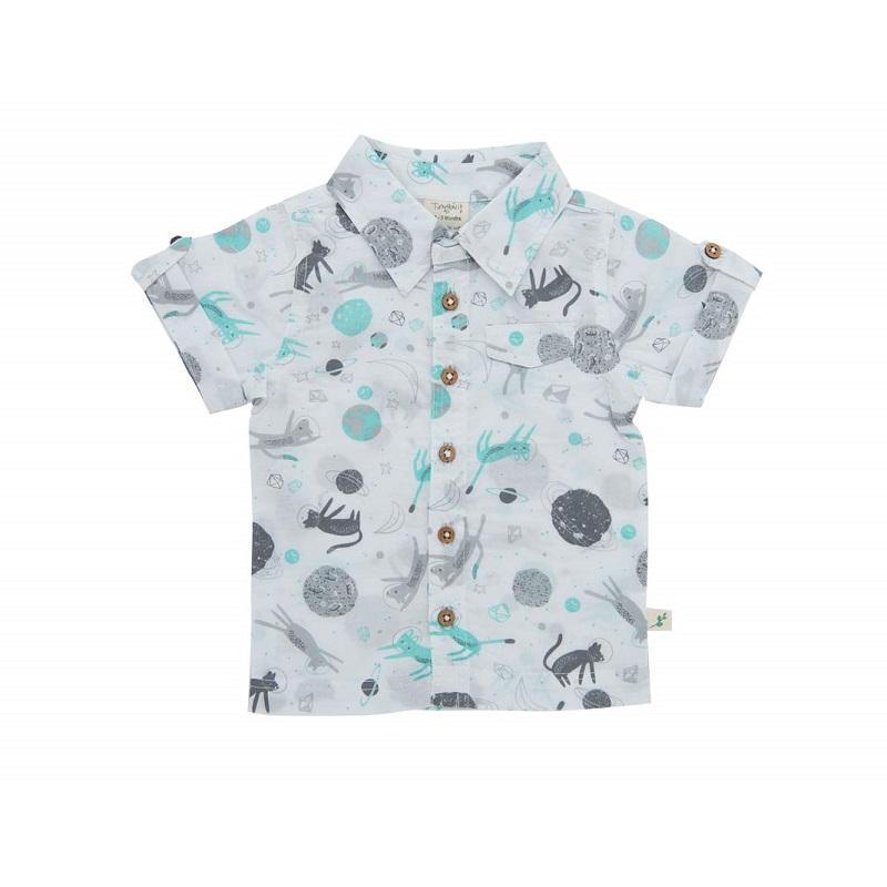 Tiny Twig Organic Cambric Shirt - Space Cat