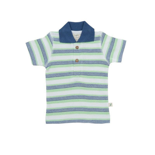 Tiny Twig Organic Polo Tee - Cactus Stripes