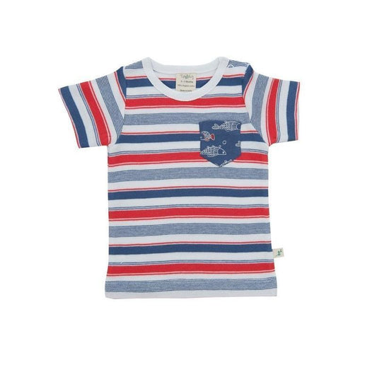 Tiny Twig Organic Round Neck Tee - Mariner Stripes